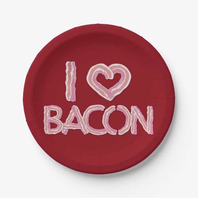 Prato De Papel Eu Amo Bacon (Frente)