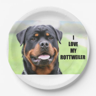 Prato De Papel Eu amo meu Rottweiler