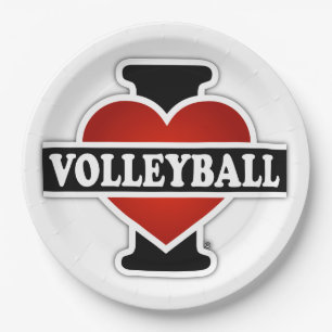Prato De Papel Eu amo o voleibol