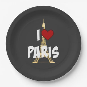Prato De Papel Eu Amo Paris