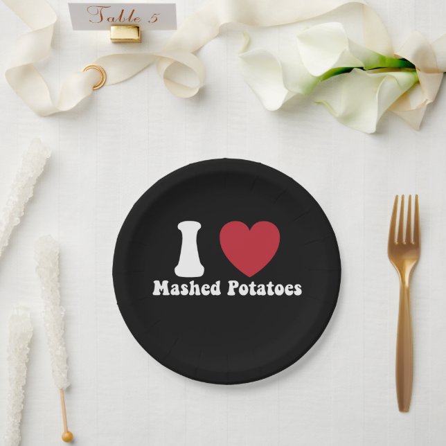 Prato De Papel Eu Amo Purê de Batatas Presente do Jantar de Ação  (Casamento)