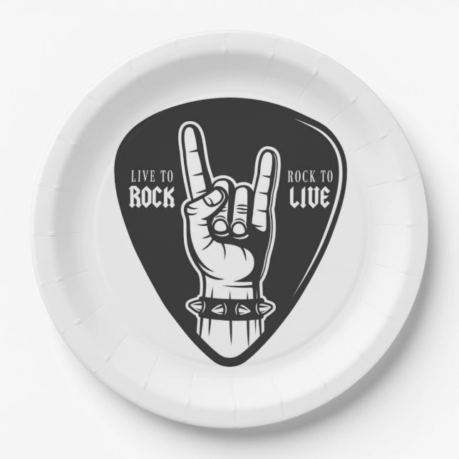Prato De Papel Eu amo rock (Frente)