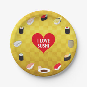 PRATO DE PAPEL EU AMO SUSHI