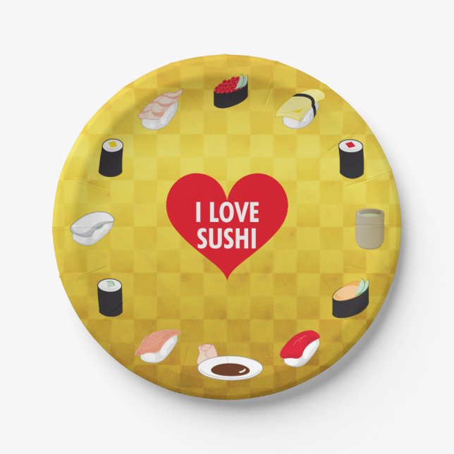 PRATO DE PAPEL EU AMO SUSHI (Frente)