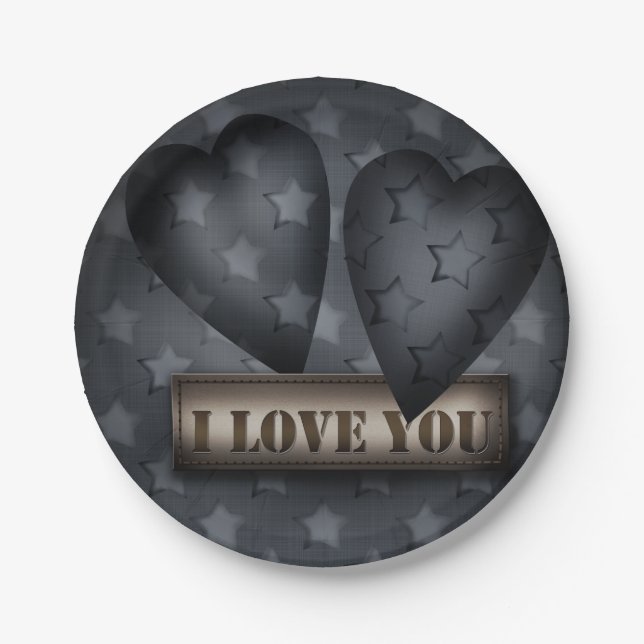 Prato De Papel Eu amo você (Frente)