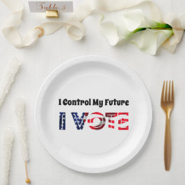 Prato De Papel Eu Controle O Meu Futuro - Eu Voto