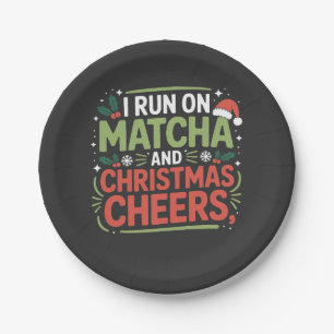 Prato De Papel Eu corro em Matcha e no Natal.