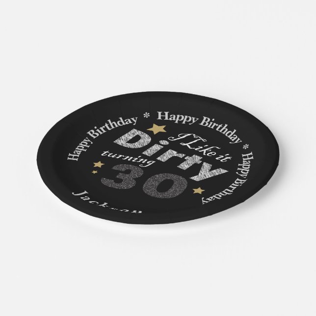 Prato De Papel Eu gosto d 30 de giro sujos - aniversário de 30 (Inclinado)