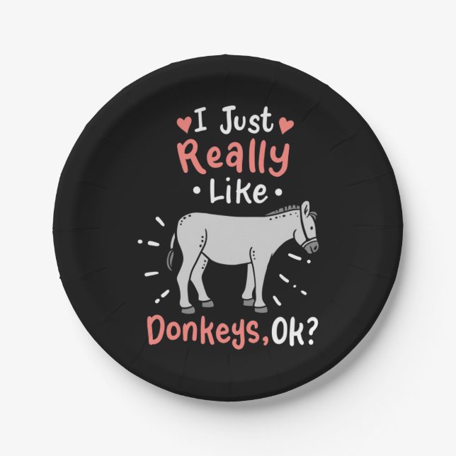 Prato De Papel Eu Gosto Muito De Donkeys (Frente)