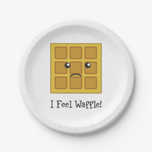 Prato De Papel Eu sinto Waffle!