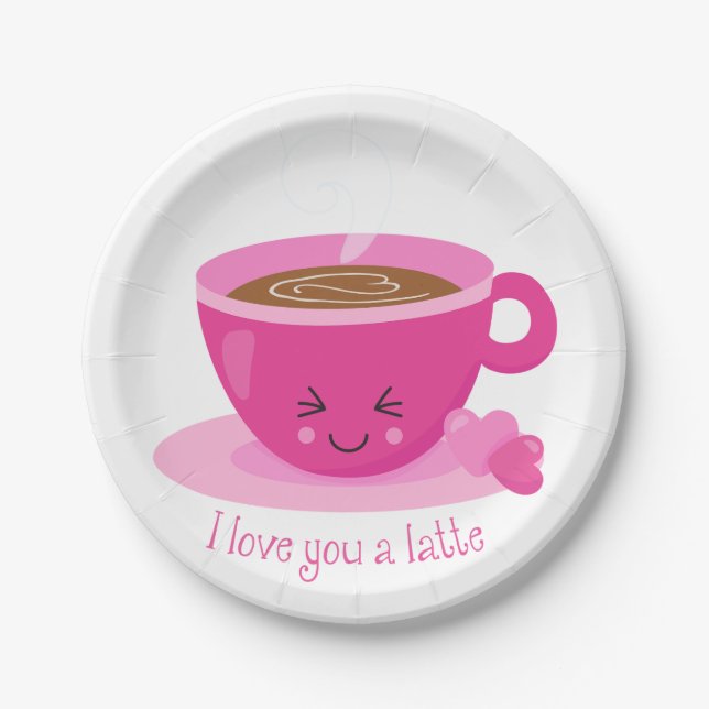 Prato De Papel Eu Te Amo Um Latte (Frente)
