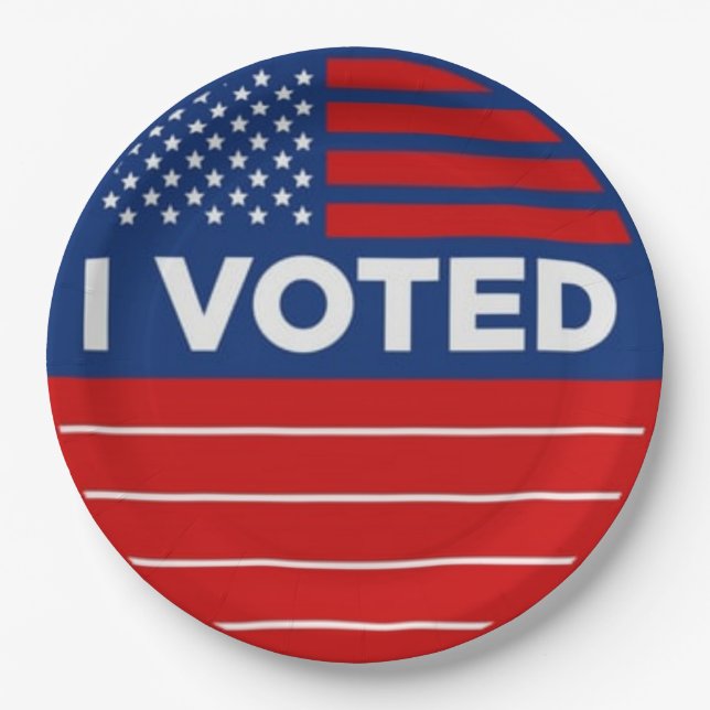 Prato De Papel Eu votei vermelho branco e azul votei político (Frente)