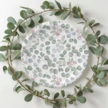 Prato de papel Eucalipto verde sálvia Boho