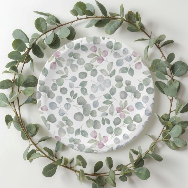 Prato de papel Eucalipto verde sálvia Boho (Criador carregado)