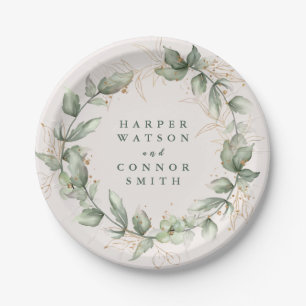 Prato De Papel Eucalyptus Elegante e Dourado Moisés Verde Botânic