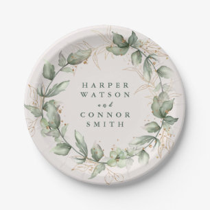 Prato De Papel Eucalyptus Elegante Greenery Moss Botânico Dourad