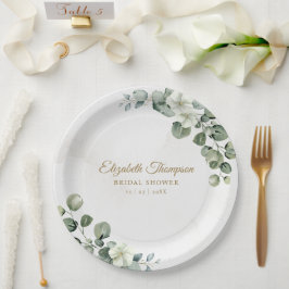 Prato De Papel Eucalyptus Greenery Elegant Bridal Shower