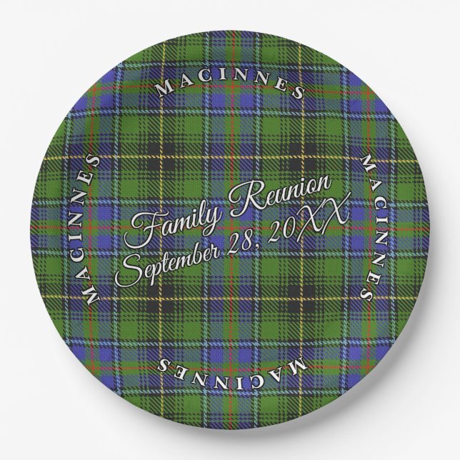 Prato De Papel Evento Tartan Clan MacInnes Clan Scots Clássico (Frente)