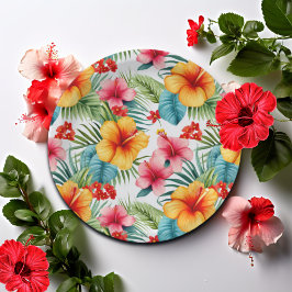 Prato De Papel Exotic Watercolor Hawaiian Floral