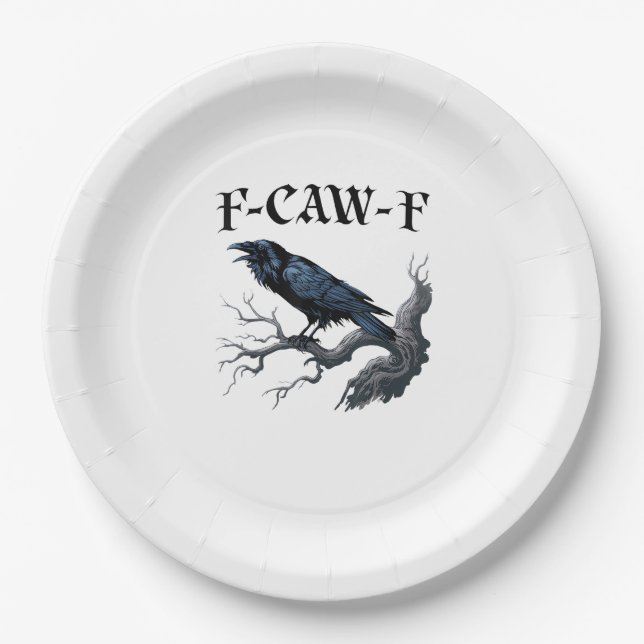 Prato De Papel F-Caw-F Pássaro Engraçado Corvo (Frente)