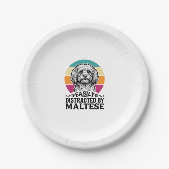 Prato De Papel Facilmente Distraído Pelo Design de Cachorro Vinta (Frente)