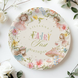 Prato De Papel Fada Colorida Primeiro Aniversário Jardim Encantad