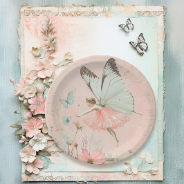 Prato De Papel Fada de flores Aniversário