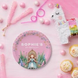 Prato De Papel Fada de Floresta Encantada Princesa Aniversário