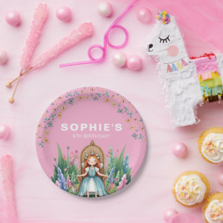 Prato De Papel Fada de Floresta Encantada Princesa Aniversário