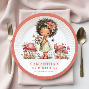 Prato De Papel Fada Espelhante 6º Aniversário Papel de Cogumelo R