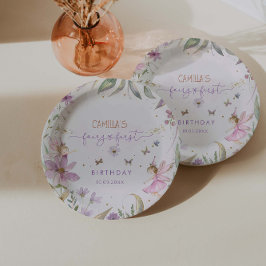 Prato De Papel Fada Primeira Festa de aniversário