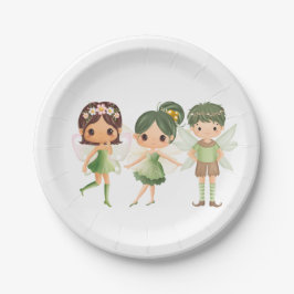 Prato De Papel Fadas Vestidas em Verde