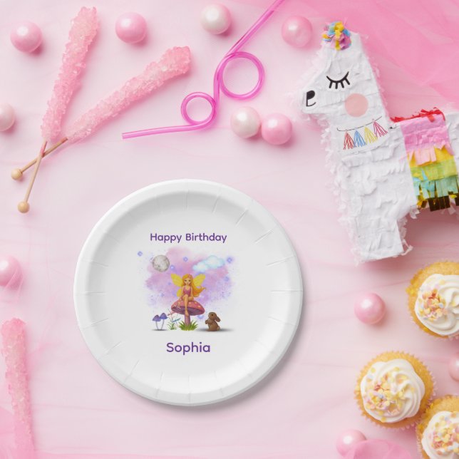 Prato De Papel Fairy Garden Birthday Paper Plate (Festa)