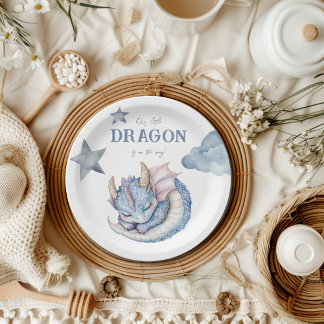 Prato De Papel Fairytale Dreamy Dragon Chá de fraldas