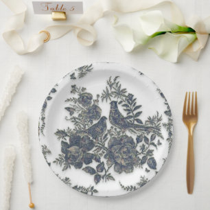 Prato De Papel Faisão em flores