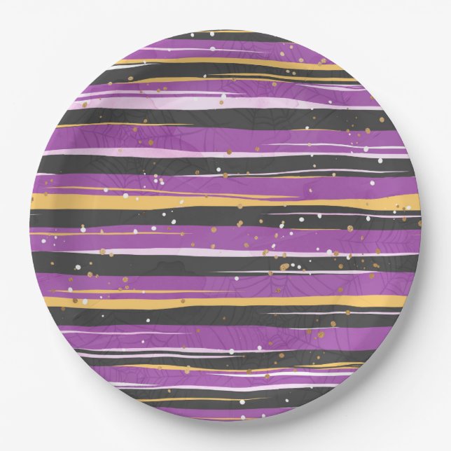 PRATO DE PAPEL FAIXAS DE ALOJAMENTO DE LARANJA PRETA (Frente)