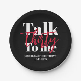 Prato De Papel Fale 30 Comigo, aniversário de 30 anos moderno