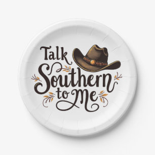 Prato De Papel Fale do Sul para Mim Engraçado Cowboy Hat Ocidenta