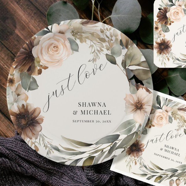 Prato De Papel Fall Autumn Foliage Muted BOHO Casamento (Criador carregado)