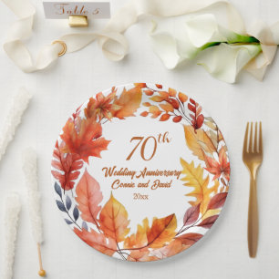 Prato De Papel Fall de Aniversário de Casamento de 70