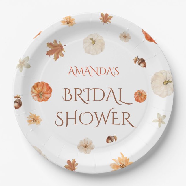 Prato De Papel Fall in Love Pumpkin Chá de panela Botânico (Frente)