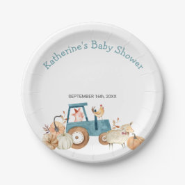 Prato De Papel Fall Pumpkin Fazenda Animal Trator Floral