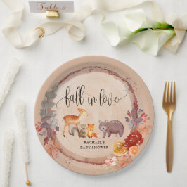 Prato De Papel Fall Woodland Animal Chá de fraldas Favor