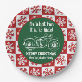 Prato De Papel Família de Feriados de Motocicletas de Natal