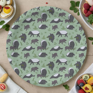 Prato De Papel Família de Tapir Fofa, Tema de Festa de Aniversári