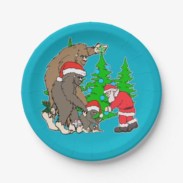 Prato De Papel Família e papai noel de Bigfoot (Frente)