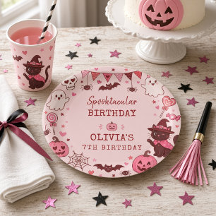 Prato De Papel Fantasia Assustadora Rosa Vermelha Personalizada p