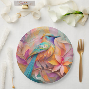 Prato De Papel Fantasia de Pássaro com Garganta Violeta