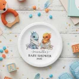 Prato De Papel Fantasia Fantástica do Dragão de Fênix Gêmeos