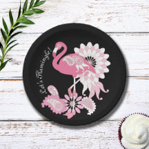 Fantasia Moderno Flamingo Rosa Preto